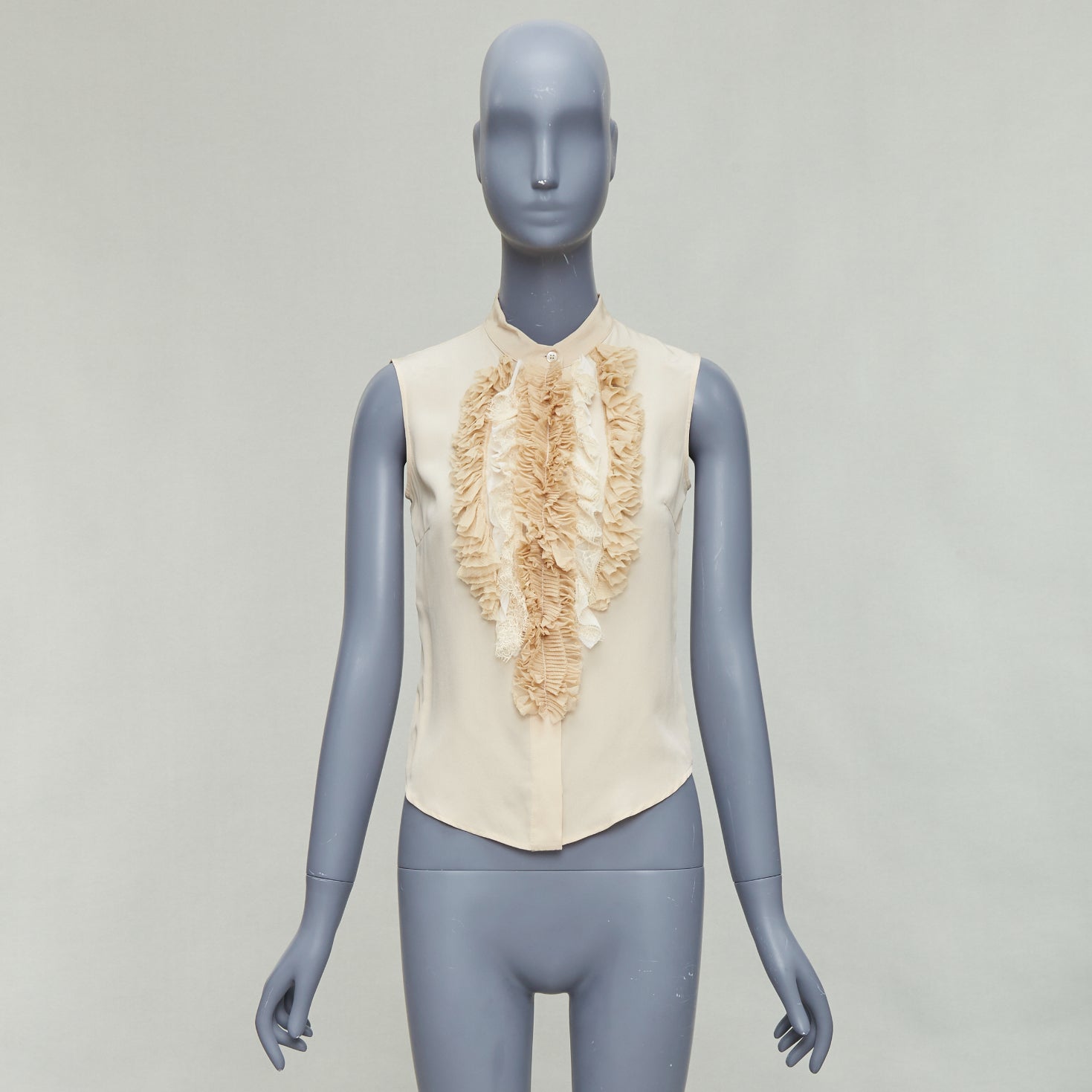 Prada Ruffle Sleeveless Shirt - Image 11