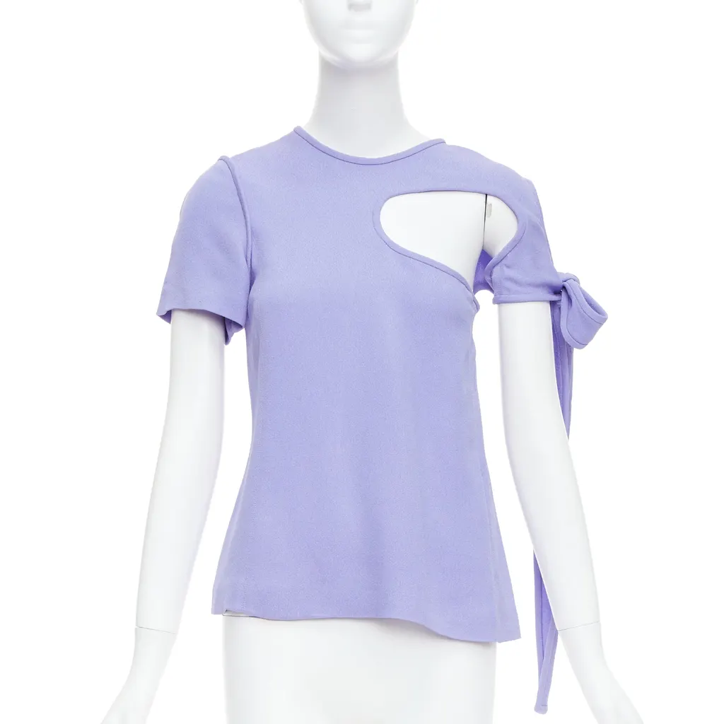 Celine Tie Sleeve Top Purple Viscose Very good - Front View