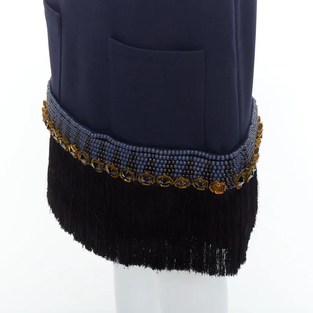 Marni Fringe Hem Skirt Navy Polyamide Very good - Back View