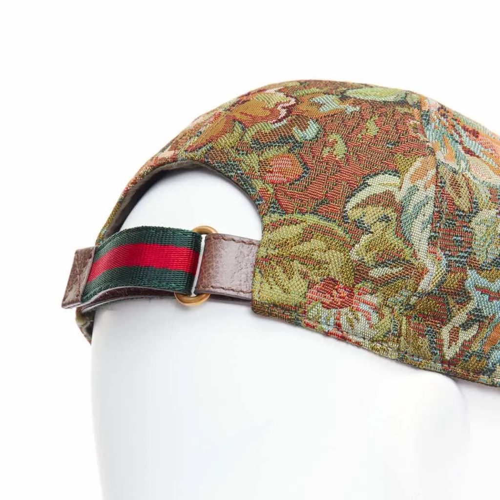 Gucci Floral Baseball Cap Green Polyester Never worn - Back View