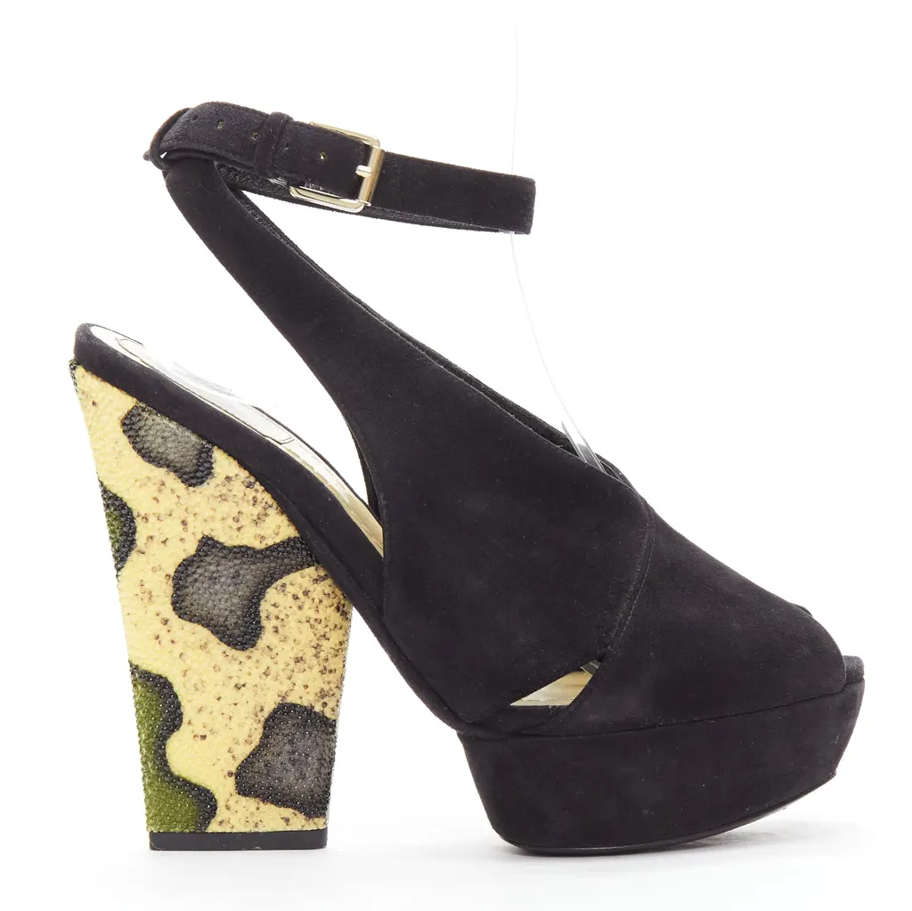 Dior Scaled Platforms Black Suede Good - Front View