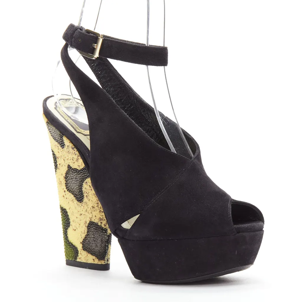 Dior Scaled Platforms Black Suede Good - Back View