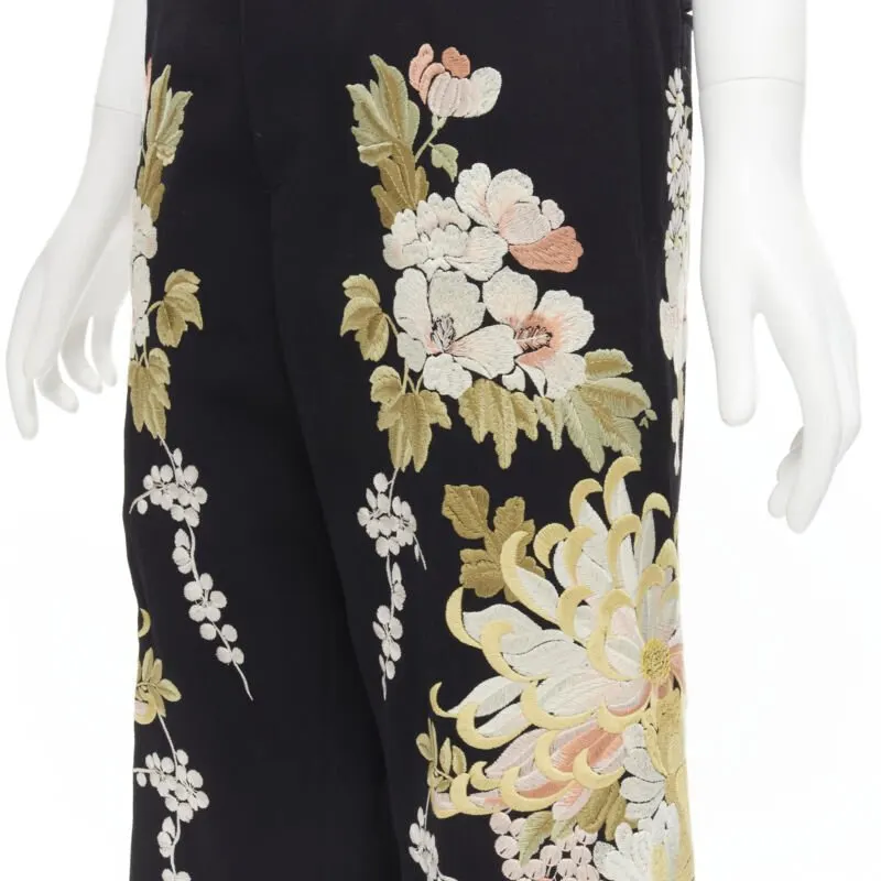 Gucci Floral Wide Pants Black Polyester Never worn - Back View