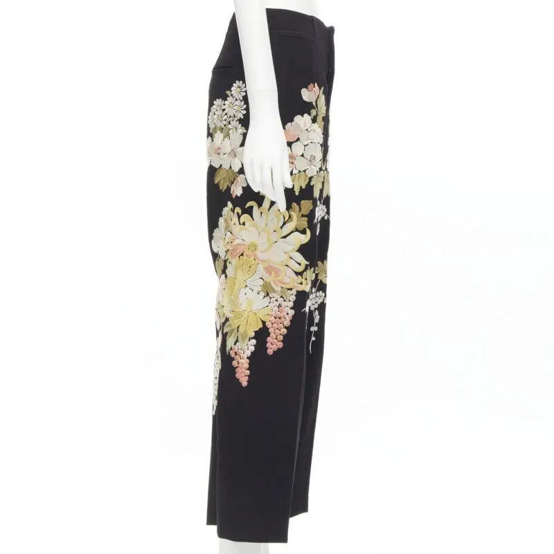 Gucci Floral Wide Pants Black Polyester Never worn - Model View