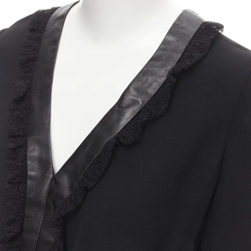Saint Laurent Lace Ruffle Dress Black Polyester Never worn, with tag - Back View