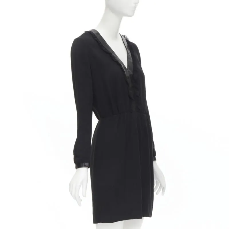 Saint Laurent Lace Ruffle Dress Black Polyester Never worn, with tag - Inside View