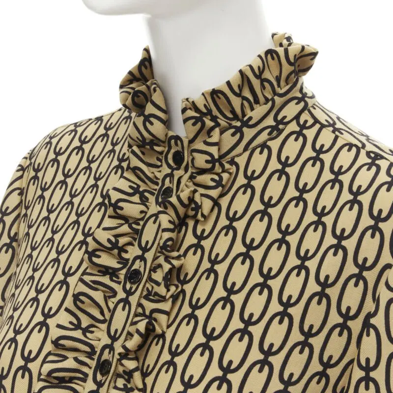 Celine Chain Frill Dress Yellow Wool Never worn, with tag - Back View