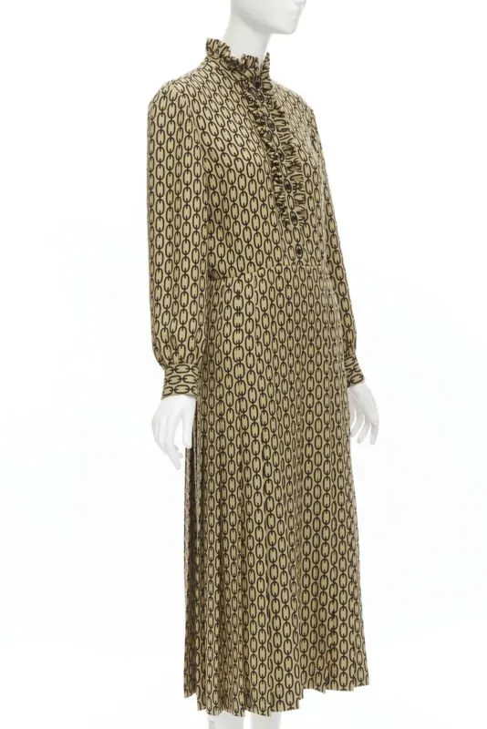 Celine Chain Frill Dress Yellow Wool Never worn, with tag - Inside View