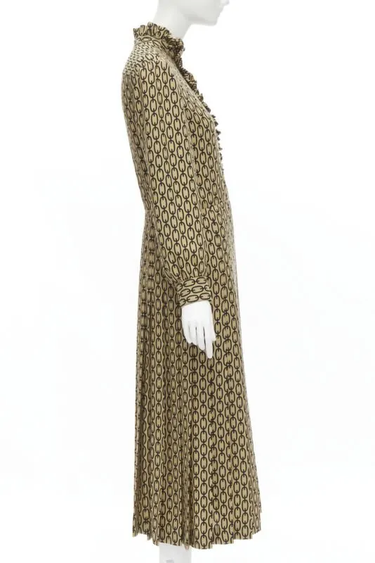 Celine Chain Frill Dress Yellow Wool Never worn, with tag - Model View