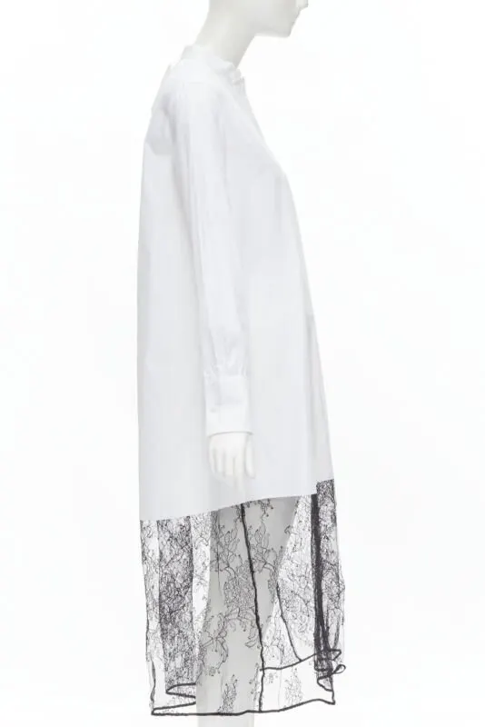 Valentino Lace Hem Dress White Cotton Never worn, with tag - Model View