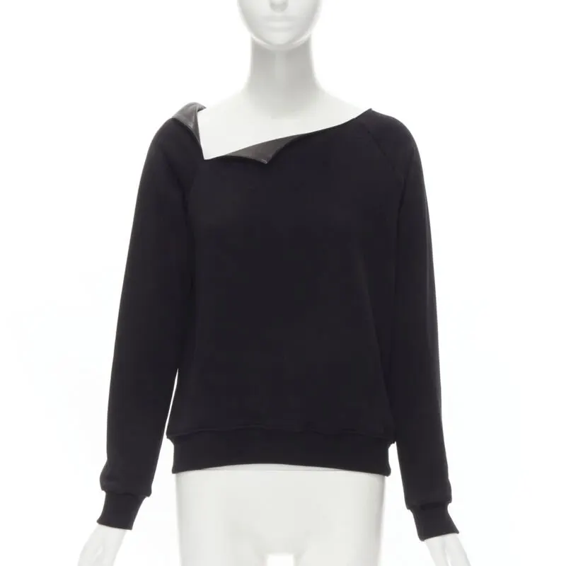 Saint Laurent Leather Collar Pullover Black Cotton Never worn - Front View
