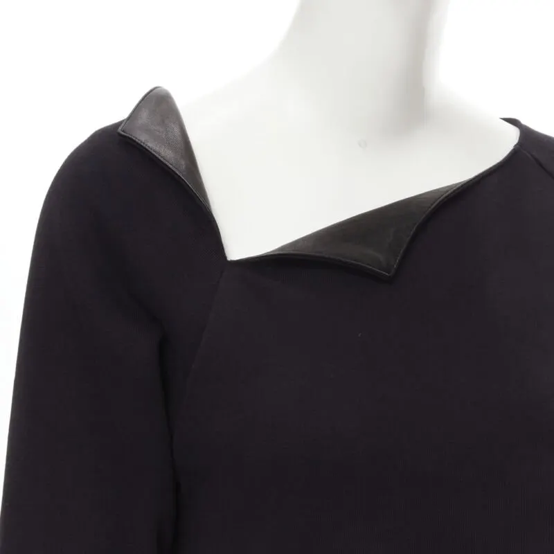 Saint Laurent Leather Collar Pullover Black Cotton Never worn - Back View