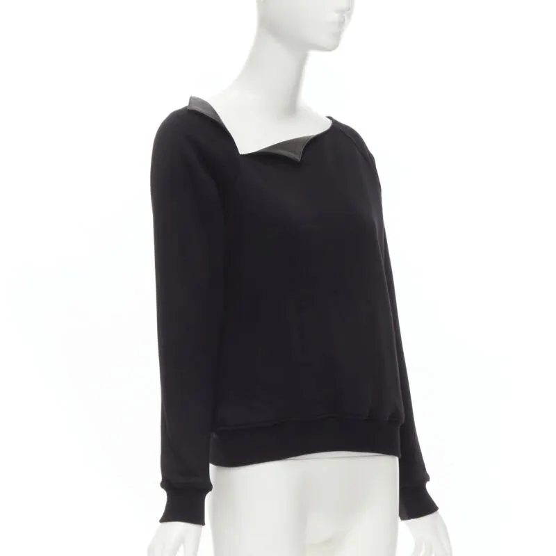 Saint Laurent Leather Collar Pullover Black Cotton Never worn - Inside View