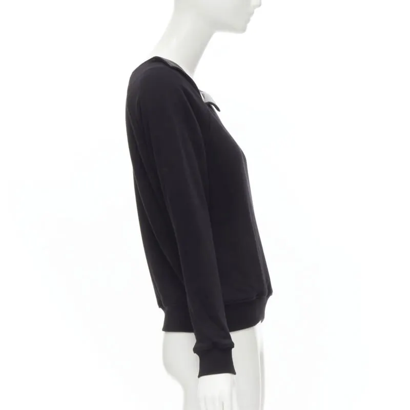 Saint Laurent Leather Collar Pullover Black Cotton Never worn - Model View