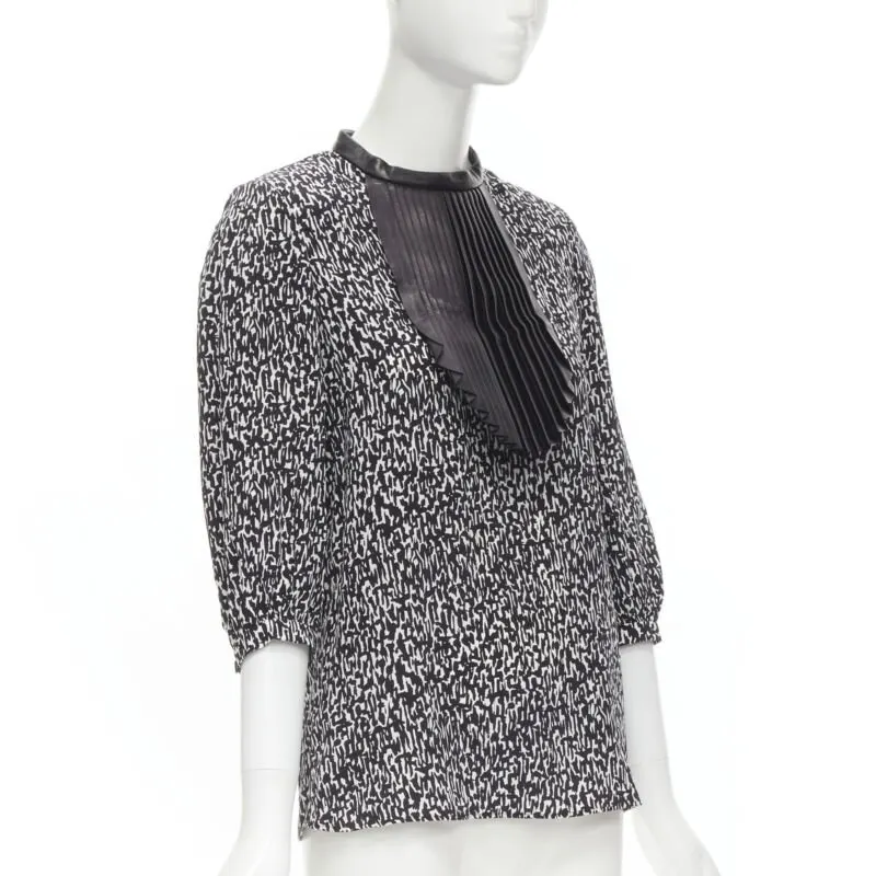 Saint Laurent Leather Bib Blouse Black Silk Very good - Inside View