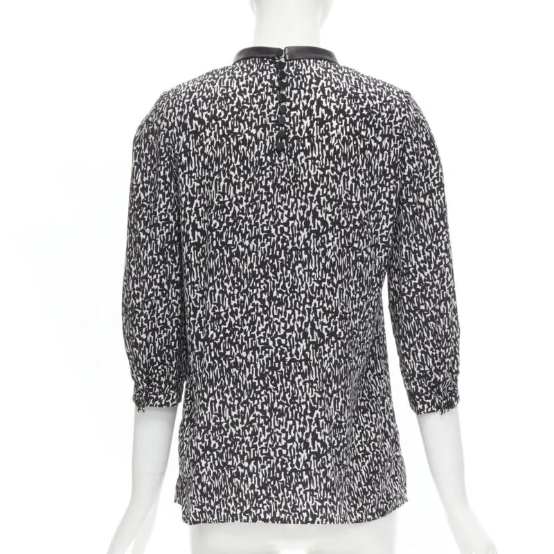 Saint Laurent Leather Bib Blouse Black Silk Very good - Box View
