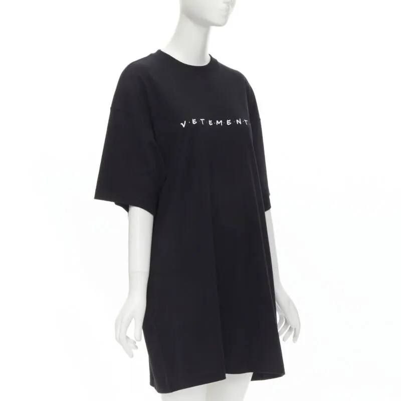 Vetements Logo T-shirt Dress Black Cotton Never worn - Inside View
