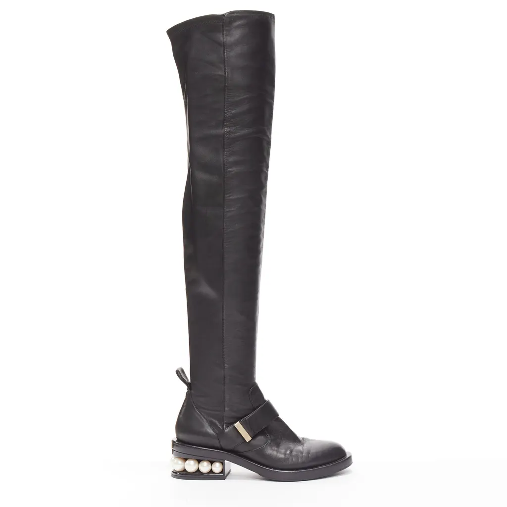 Nicholas Kirkwood Metallic Wingtip Boots Black Leather Very good - Front View