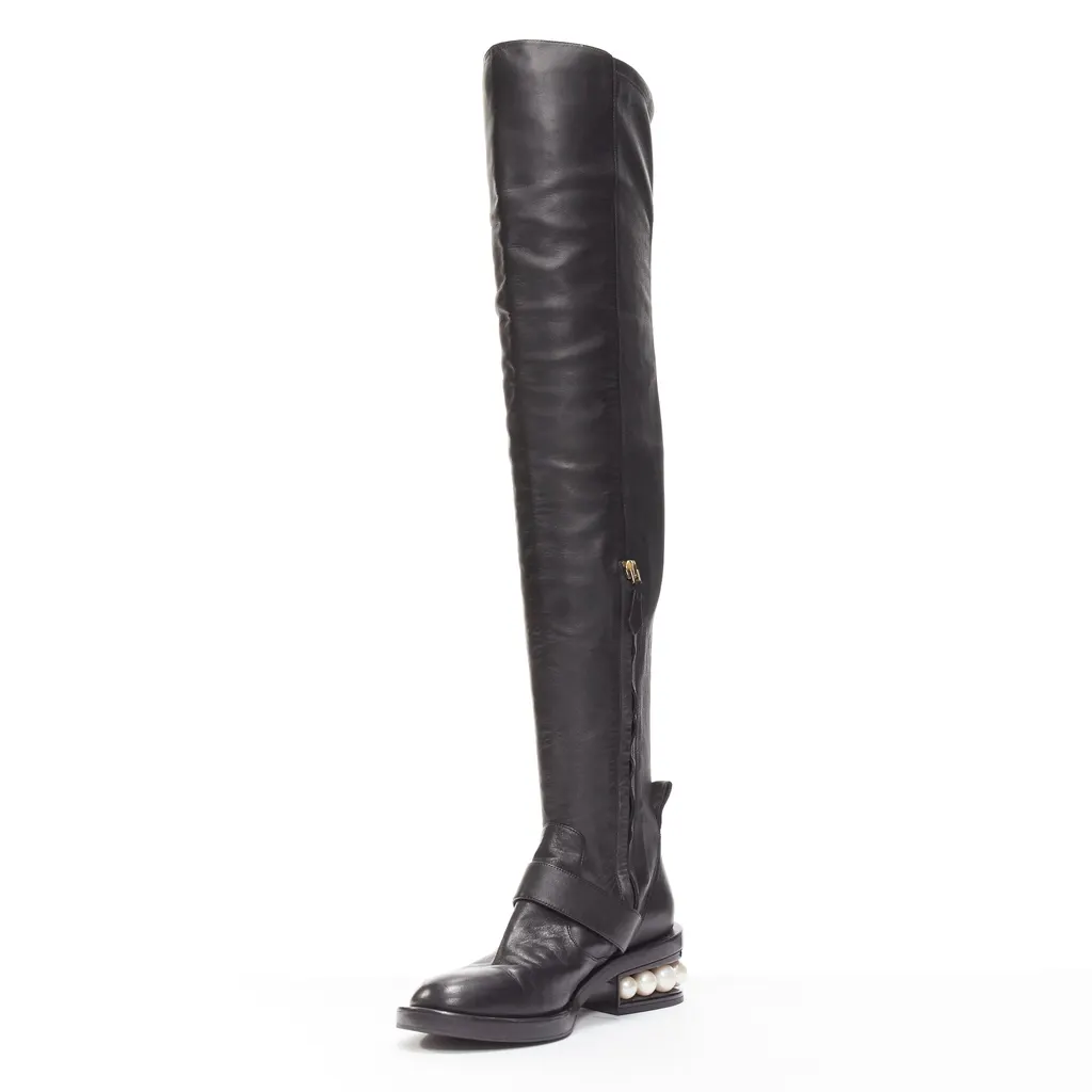 Nicholas Kirkwood Metallic Wingtip Boots Black Leather Very good - Box View