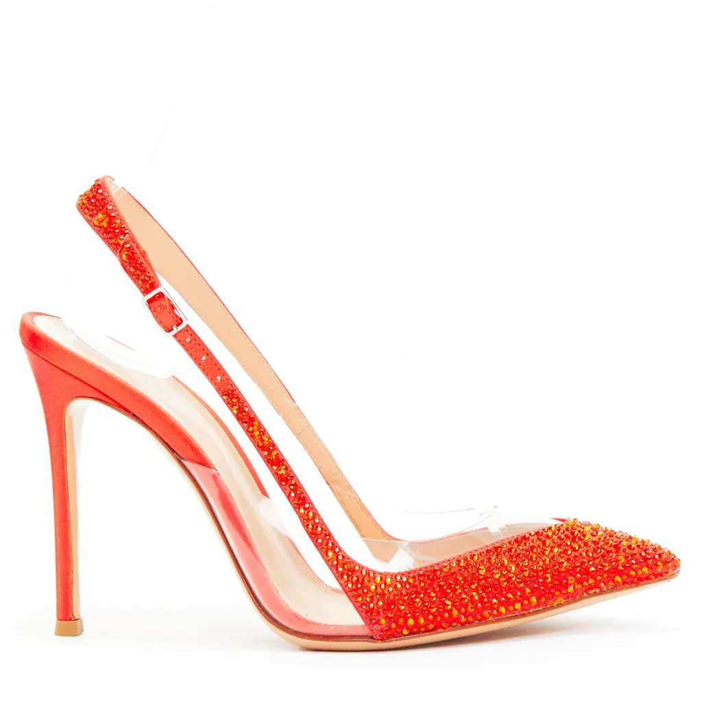 Gianvito Rossi Crystal Sling Pumps Red Very good - Front View