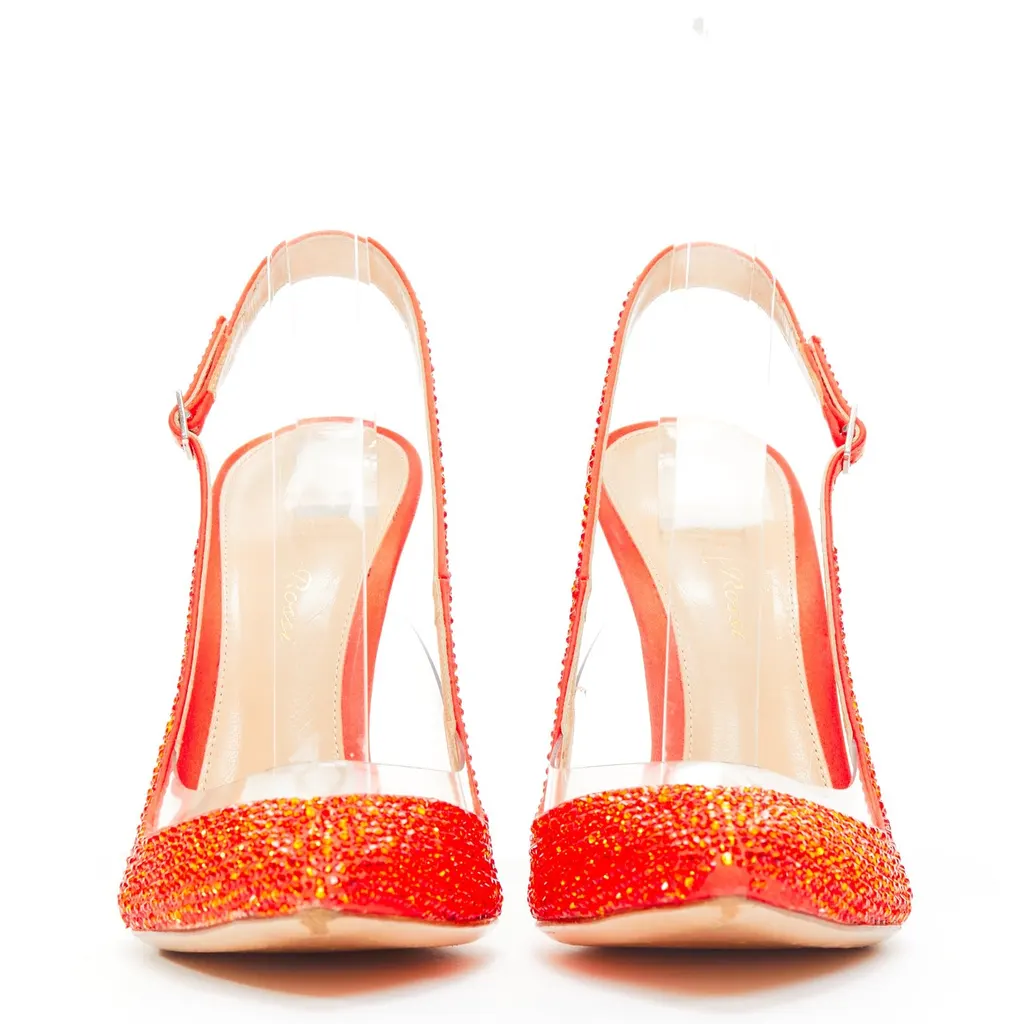 Gianvito Rossi Crystal Sling Pumps Red Very good - Inside View