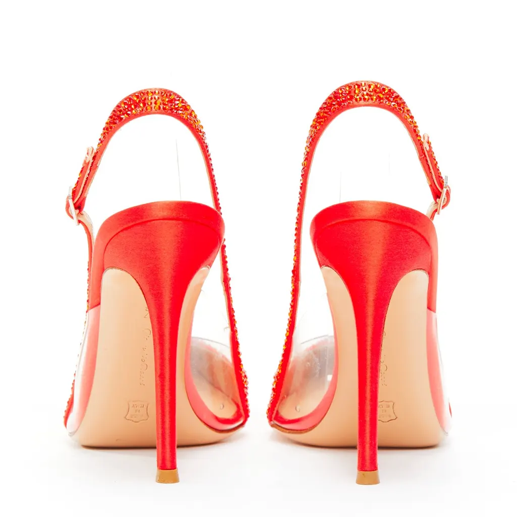 Gianvito Rossi Crystal Sling Pumps Red Very good - Box View