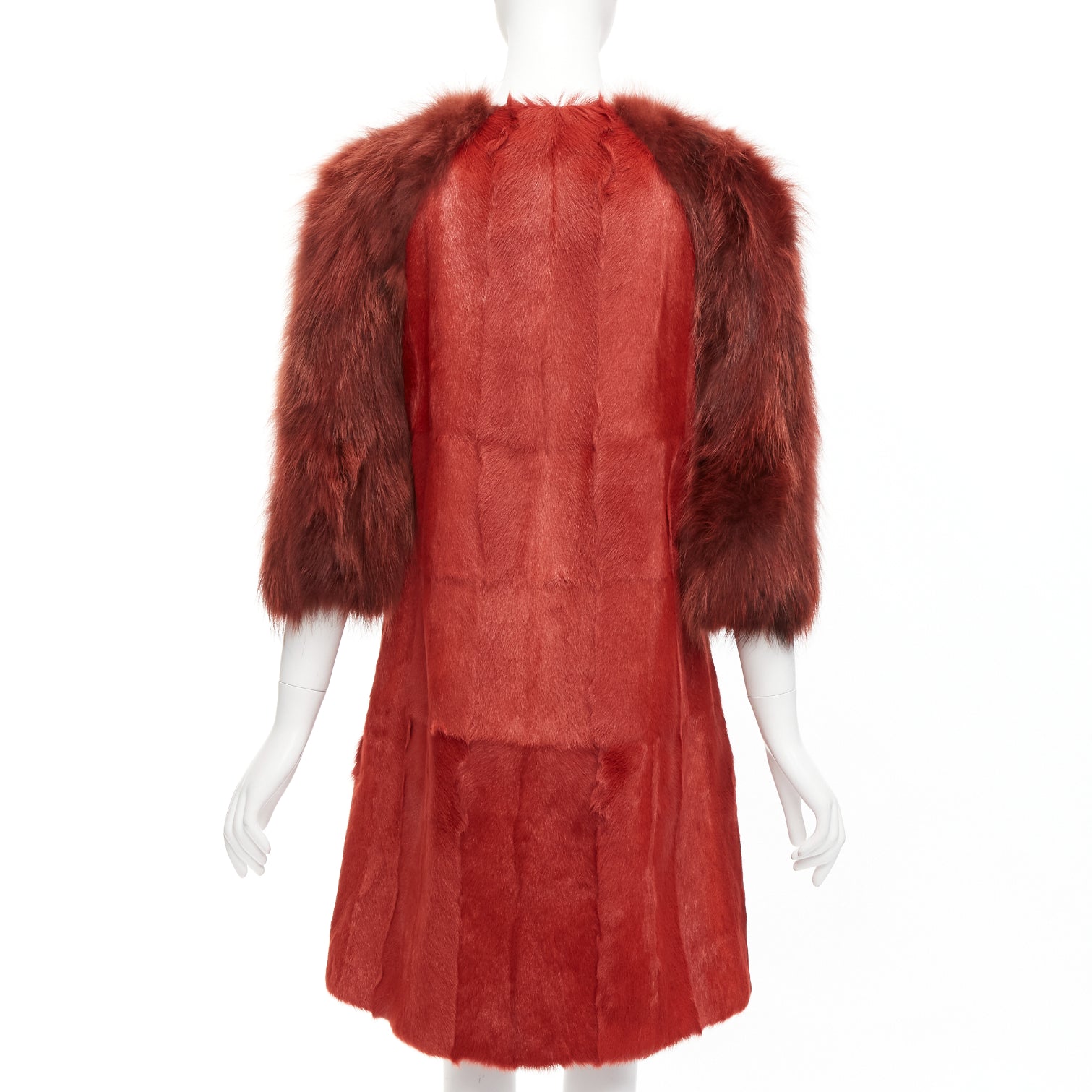 Giambattista Valli Red Patchwork Fur Coat - Detail 1