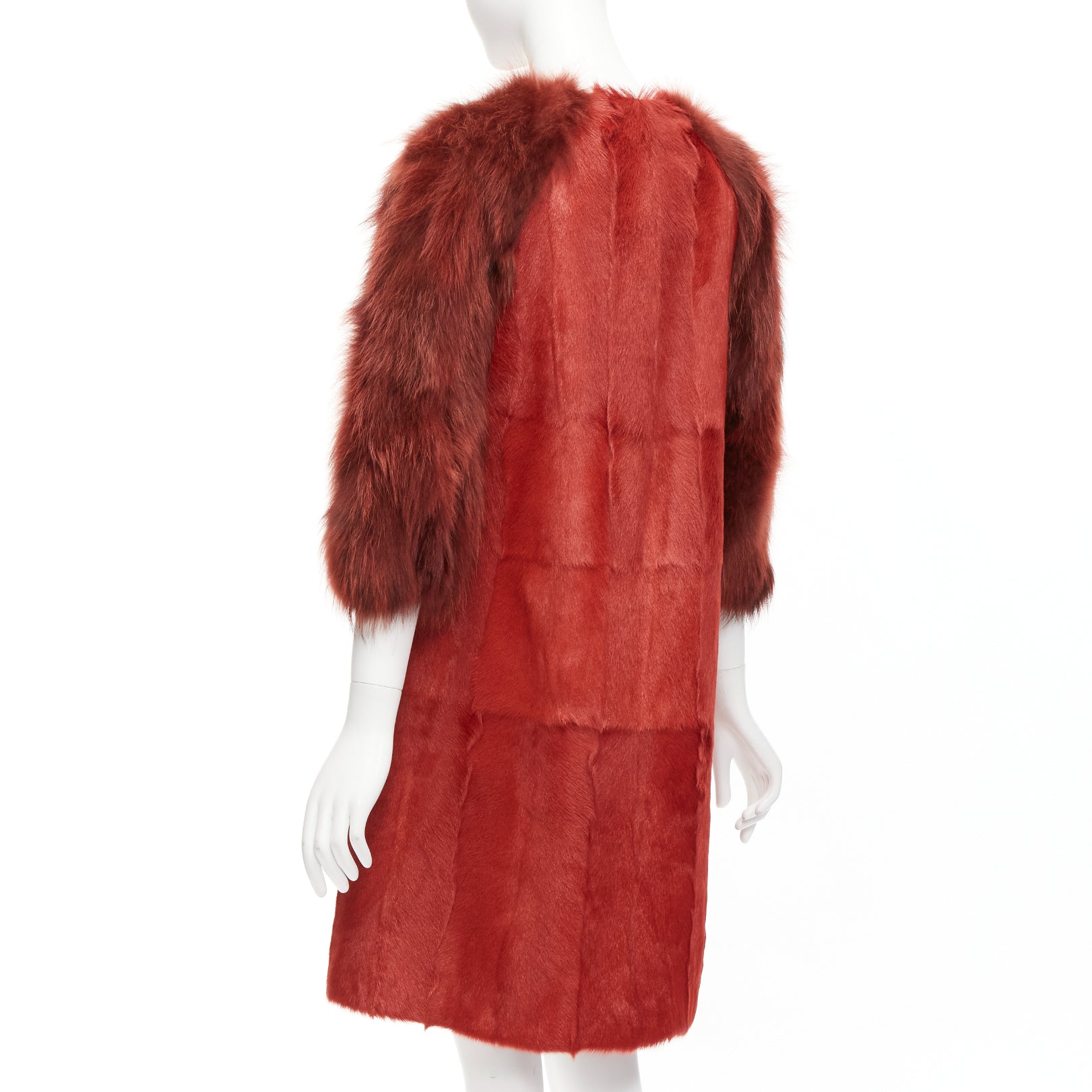 Giambattista Valli Red Patchwork Fur Coat - Detail 2