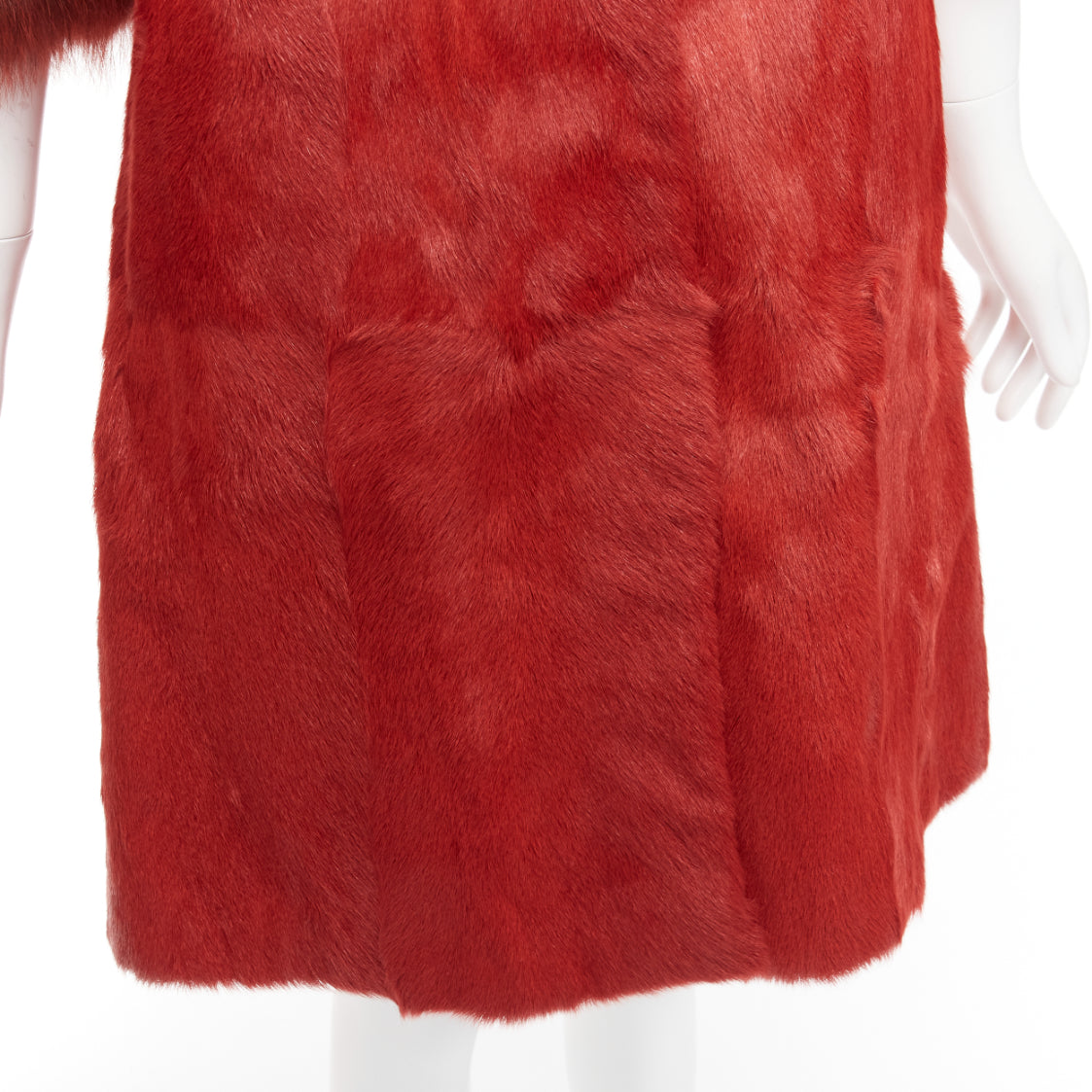 Giambattista Valli Red Patchwork Fur Coat - Image 10