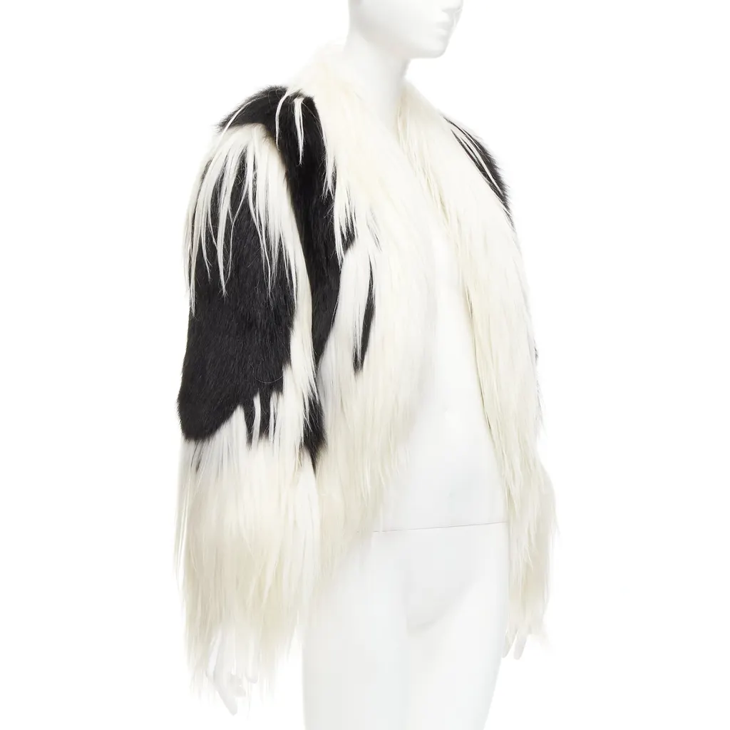 Revillon Black White Fur Coat Black Fur Never worn - Front View