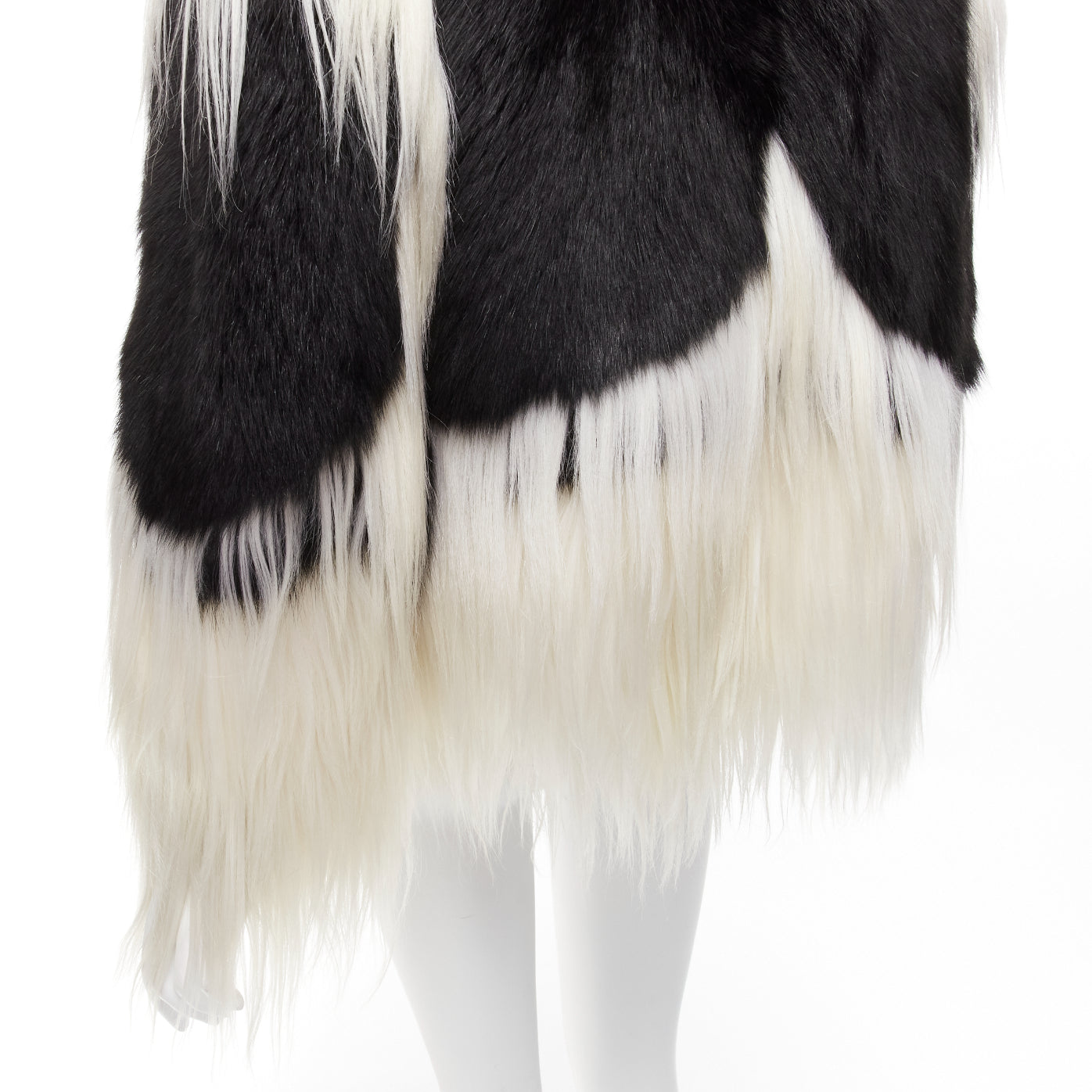 Revillon Black White Fur Coat - Back view