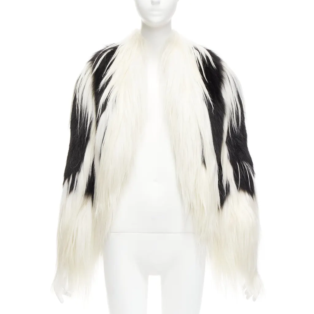 Revillon Black White Fur Coat Black Fur Never worn - Inside View