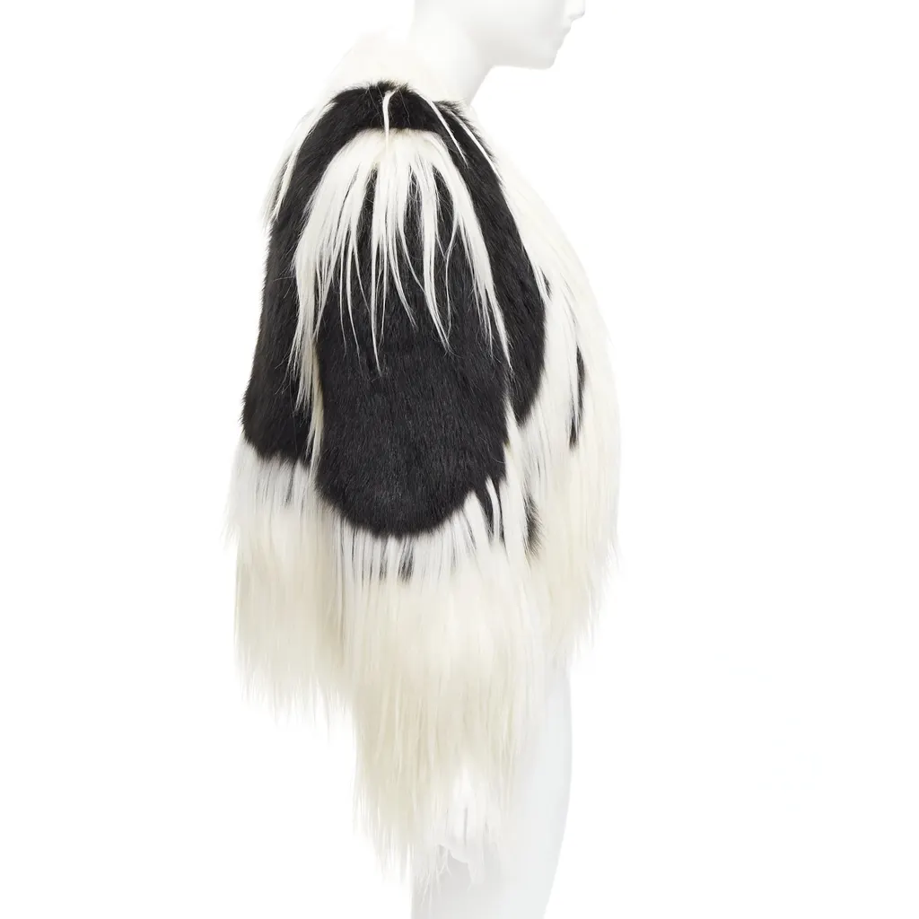 Revillon Black White Fur Coat Black Fur Never worn - Model View