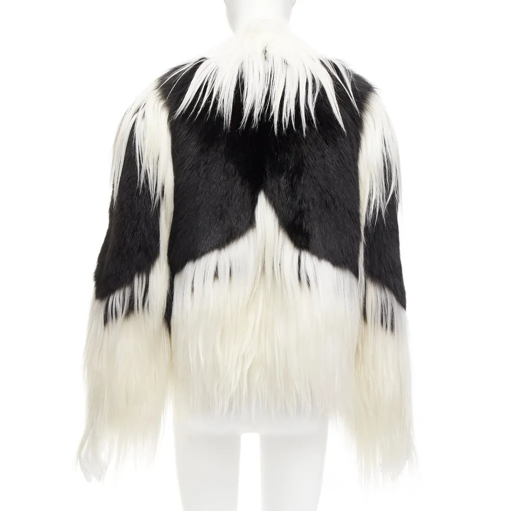 Revillon Black White Fur Coat Black Fur Never worn - Box View