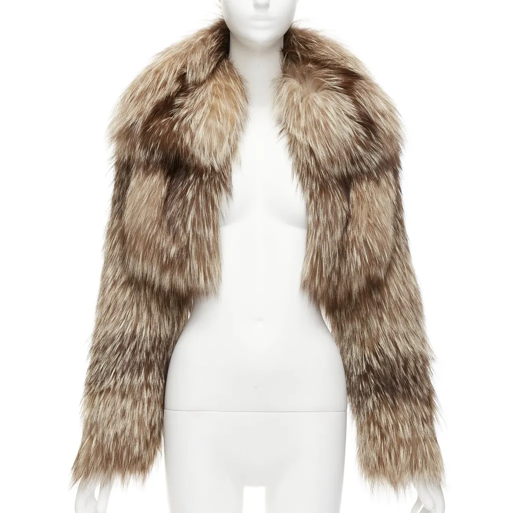 Fendi Brown Fur Crop Jacket Brown Fur Never worn - Front View
