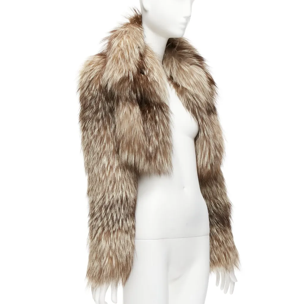 Fendi Brown Fur Crop Jacket Brown Fur Never worn - Inside View