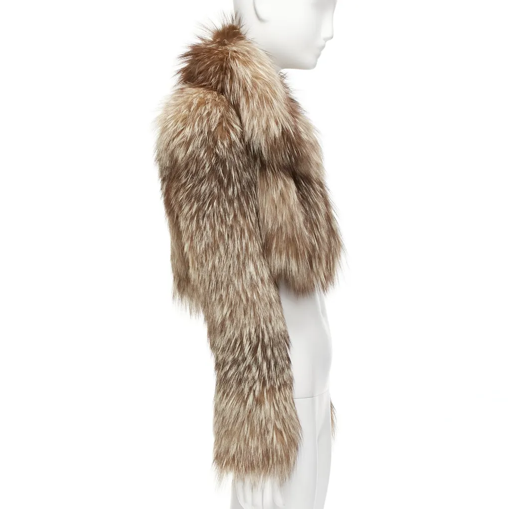 Fendi Brown Fur Crop Jacket Brown Fur Never worn - Model View