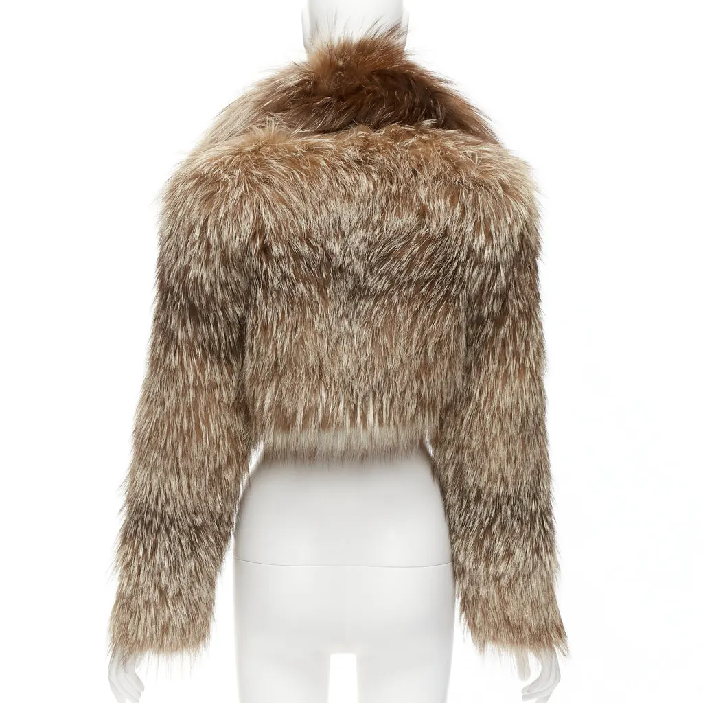 Fendi Brown Fur Crop Jacket Brown Fur Never worn - Box View