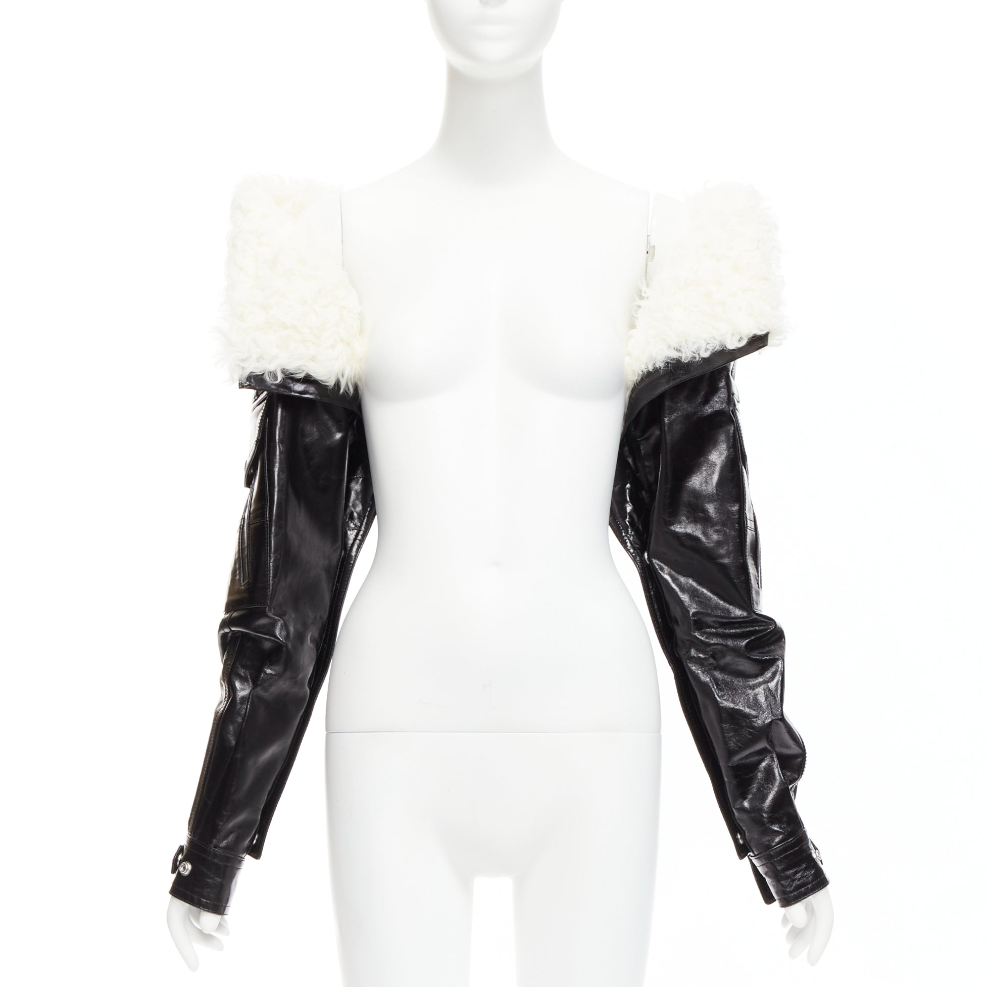 Saint Laurent Black Shearling Foldover Jacket