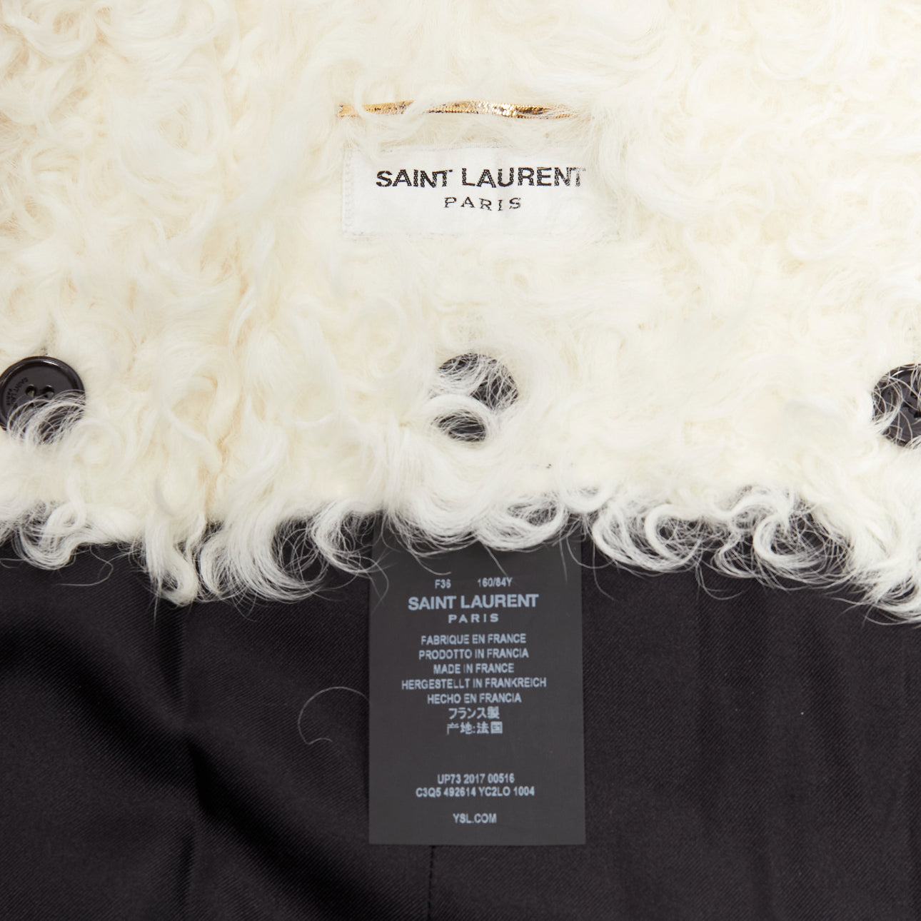 Saint Laurent Black Shearling Foldover Jacket - Image 10