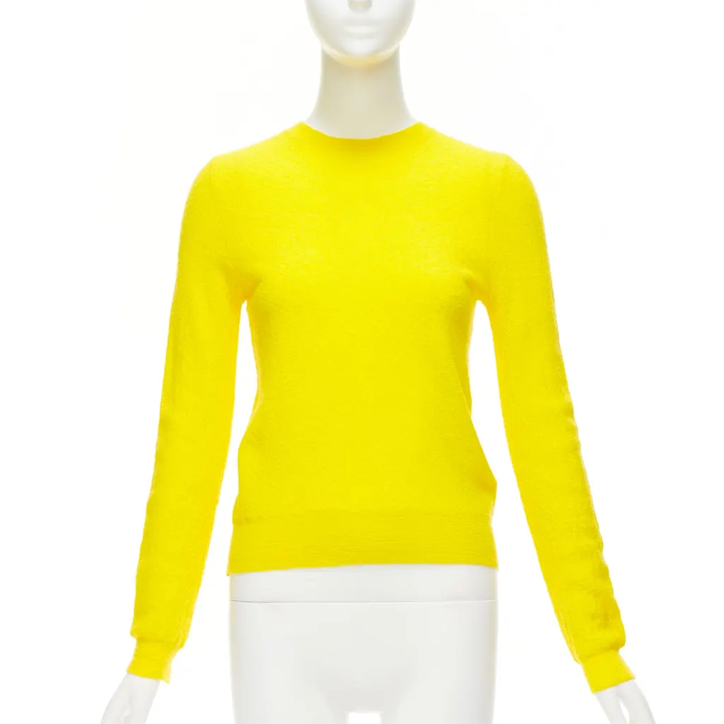 Celine Yellow Crew Neck Sweater Yellow Wool Never worn - Front View