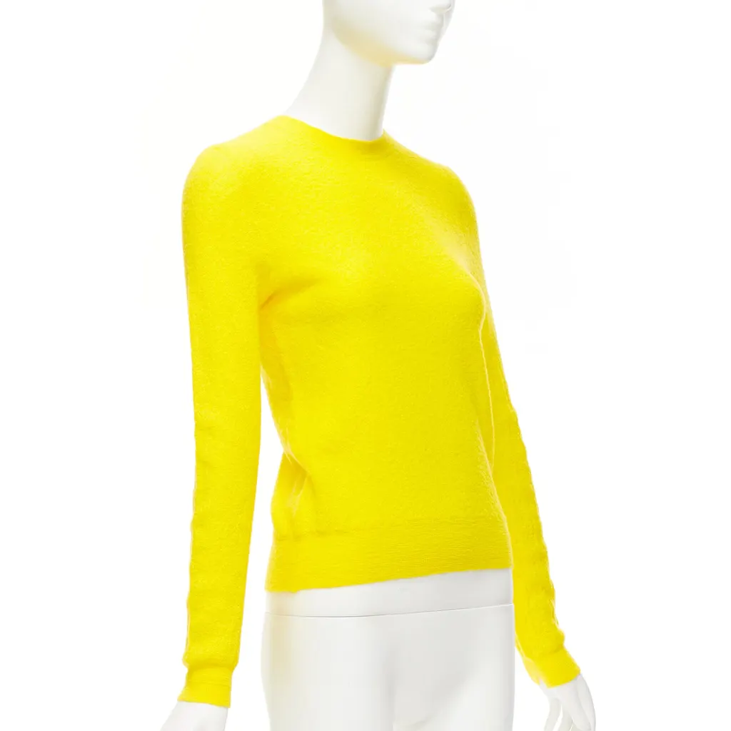 Celine Yellow Crew Neck Sweater Yellow Wool Never worn - Inside View