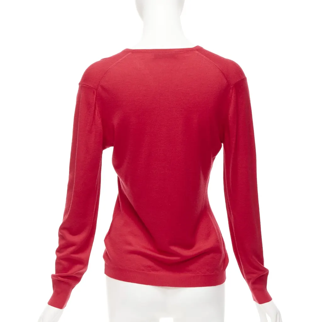 Brunello Cucinelli Button Drop Shoulder Sweater Red Cashmere Never worn - Box View