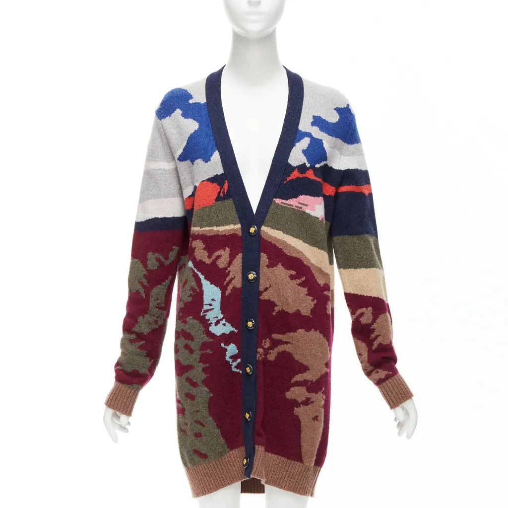 Barrie Landscape Intarsia Cardigan MultiColor Cashmere Never worn - Front View