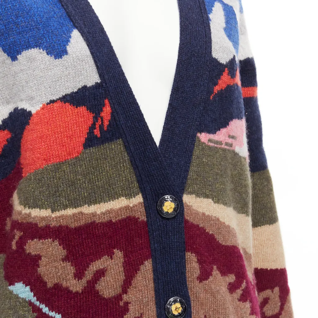 Barrie Landscape Intarsia Cardigan MultiColor Cashmere Never worn - Back View