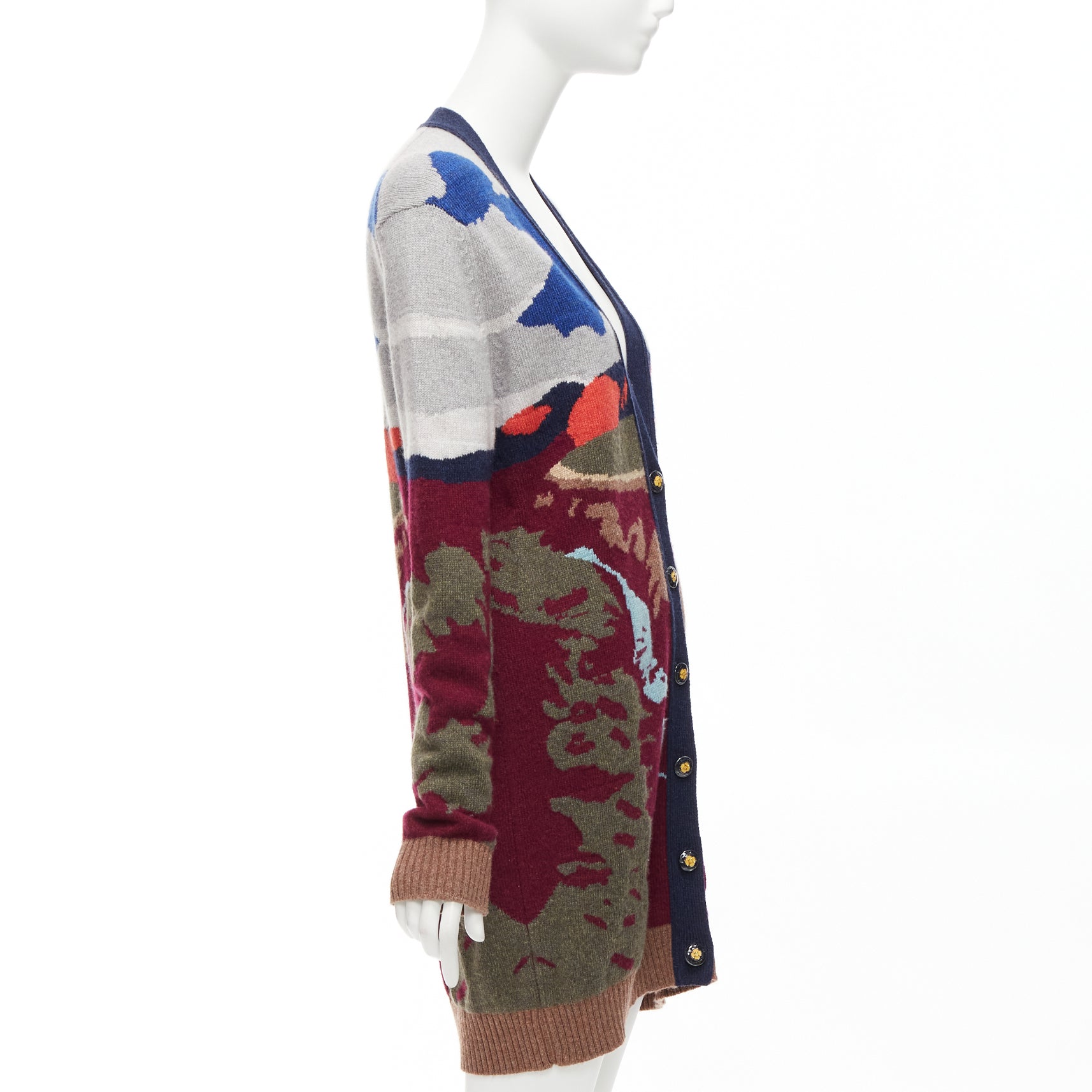 Barrie Landscape Intarsia Cardigan - Side view