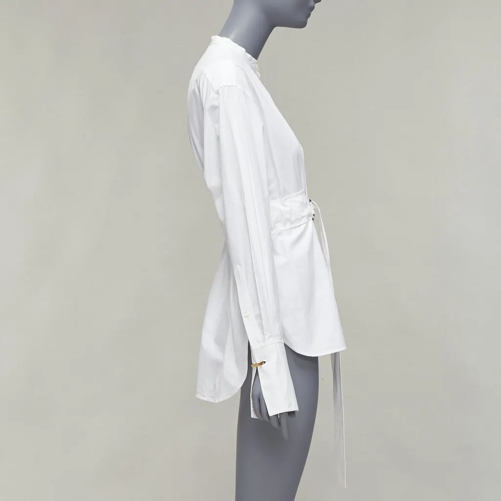 Celine D Ring Belt Shirt White Cotton Very good - Model View