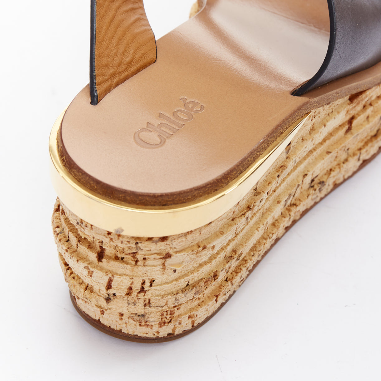 Chloe Cork Wedge Sandals - Image 10