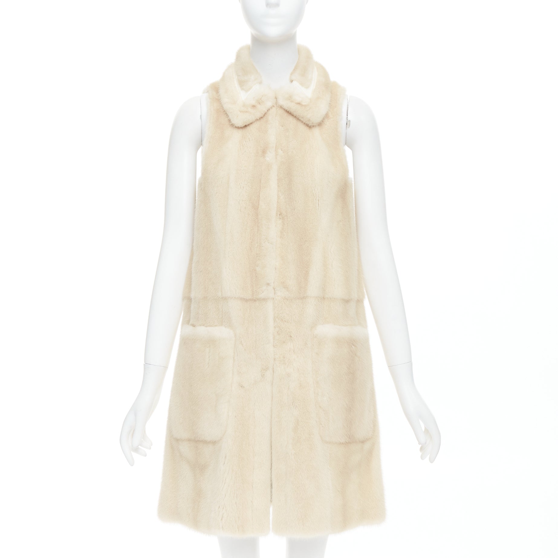 Fendi Beige Fur Metallic Vest