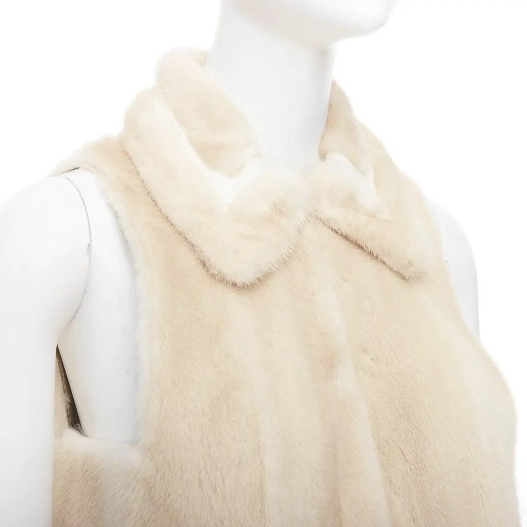 Fendi Beige Fur Metallic Vest Beige Fur Very good - Back View